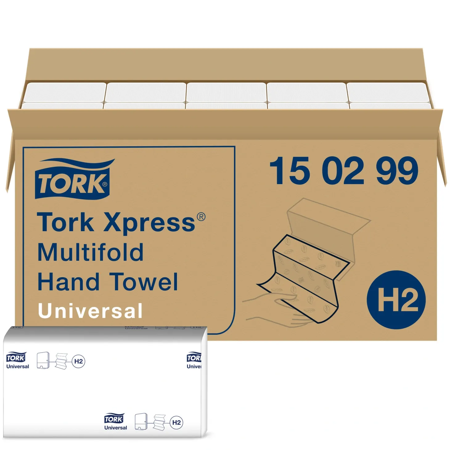Tork 150299 Xpress Universal Papierhandtücher Recycling Interfold H2 21,3 x 23,4 cm 2-lagig, weiß