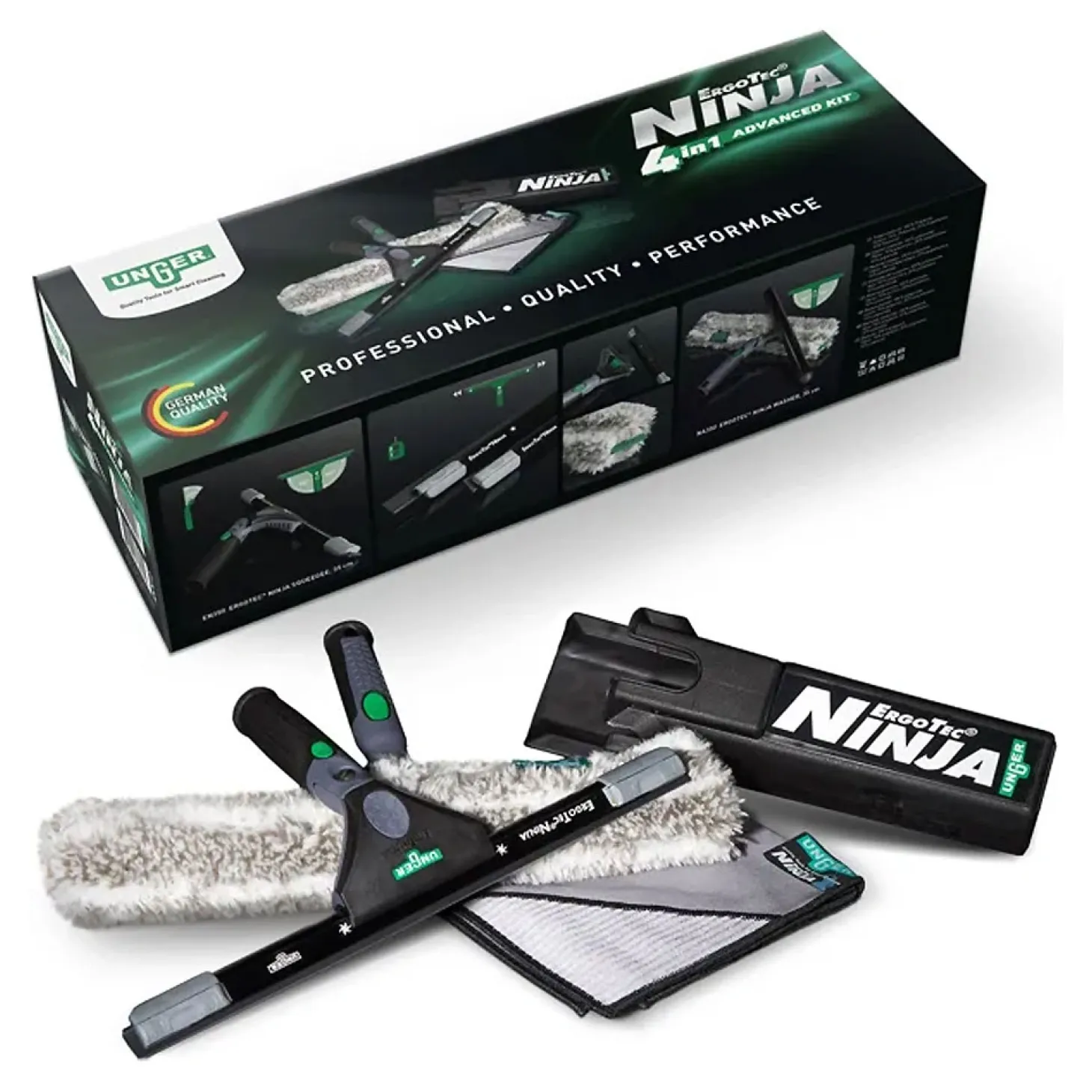Unger ErgoTec Ninja Advanced Set 4in1 Glasreinigungsset, 4-teilig