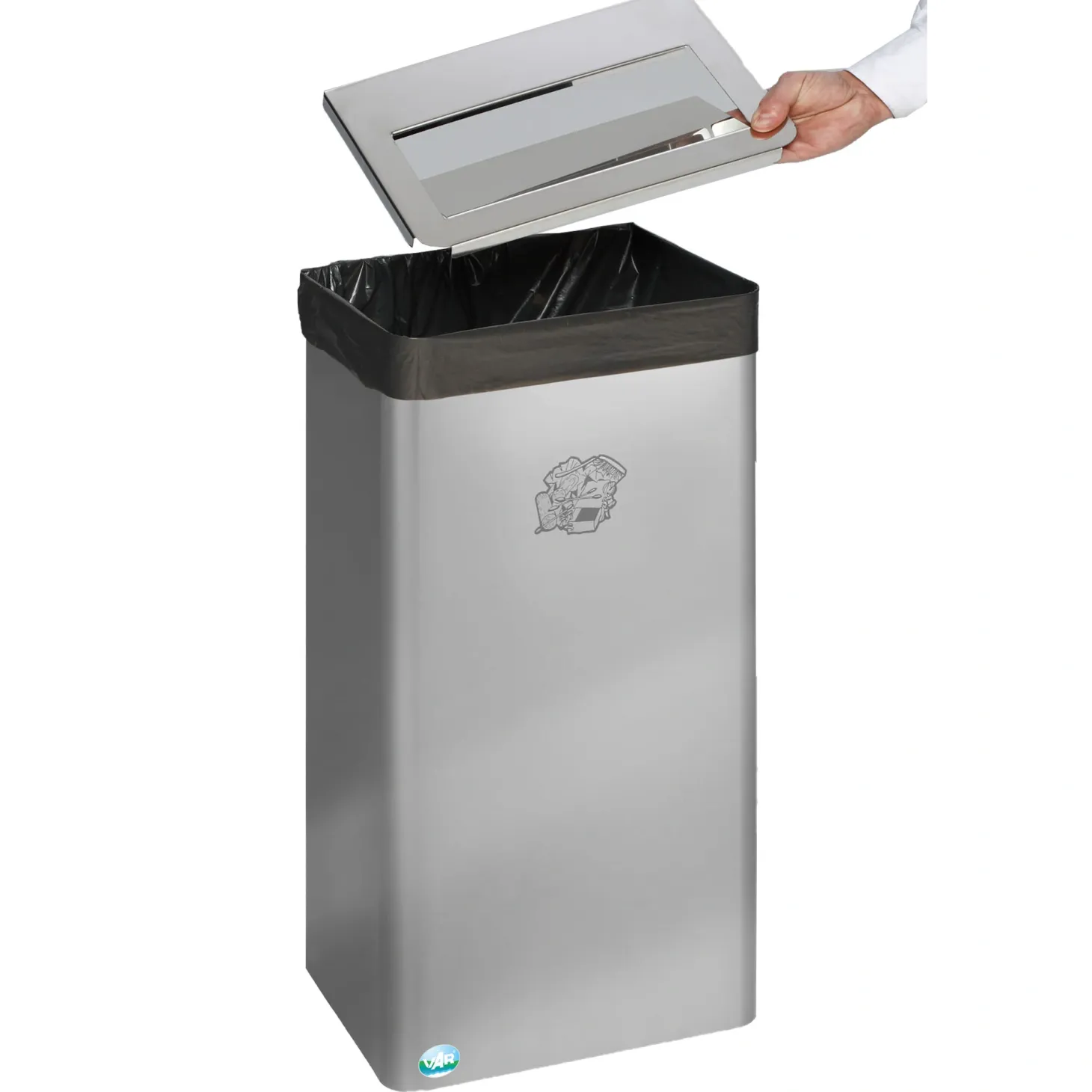 VAR Papierkorb B 31, 60-70 Liter Edelstahl