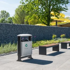 Vepa Bins Abfallbehälter für Abfalltrennung draußen 2x39 Liter mit Regendach und Kippsystem