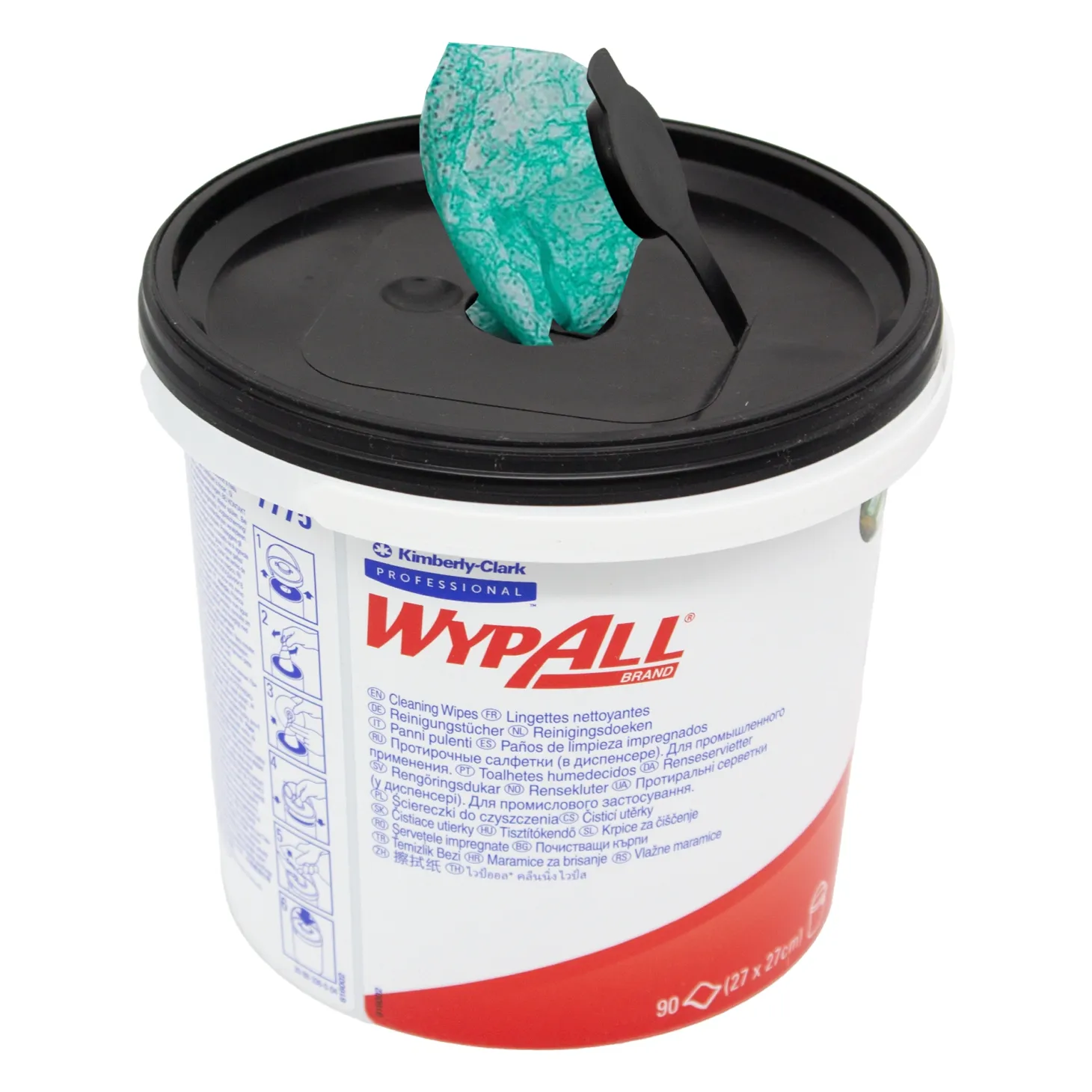 WypAll 7775 Reinigungstücher grün im Spendereimer, 27 x 27 cm, 540 Tücher